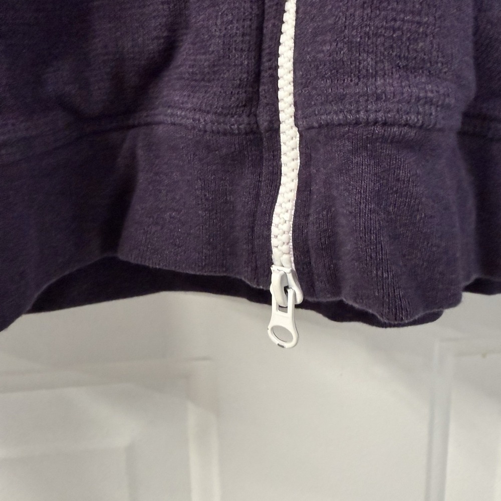 Vince Waffle Knit Thermal Lined Zip Hoodie Dark Purple Long Sleeve Mens Sz Large - Picture 4 of 10